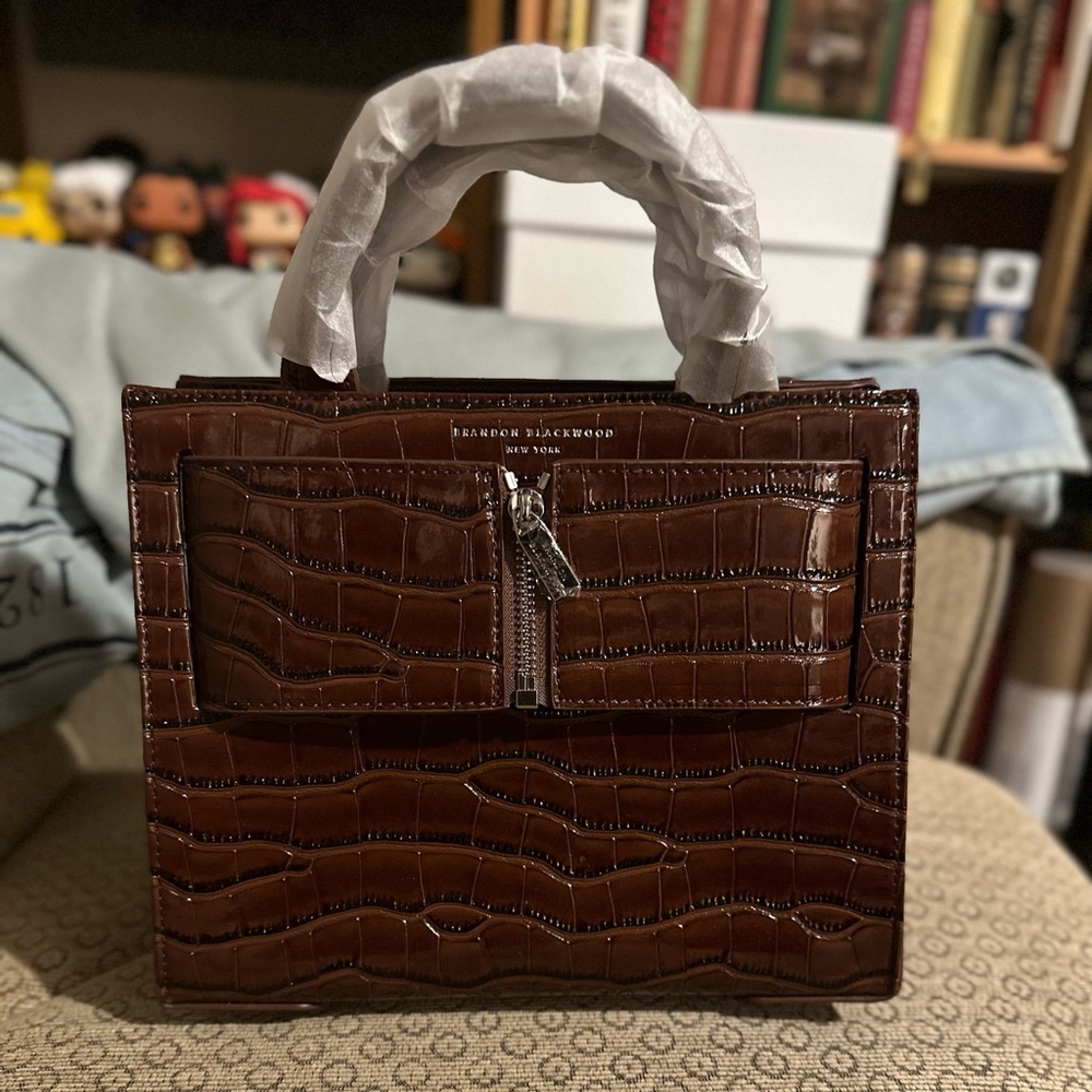 Brandon Blackwood Medium Kuei Bag - Dark Brown Croco